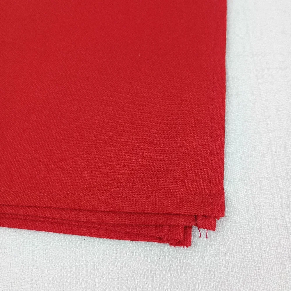 Vintage bright red set of 4 fabric cloth napkins holiday dinner setting USA